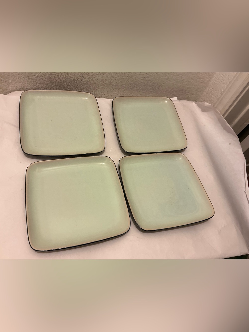 Sango Mint Green Square Stoneware Plates - Set of 4 A2